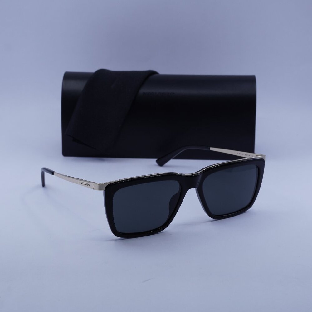 Saint Laurent SL 765 001 Square Sunglasses - Shiny Black/Gold